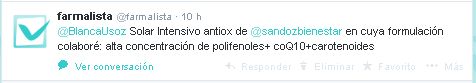 tweet sandoz bienestar solar intensivo antiox